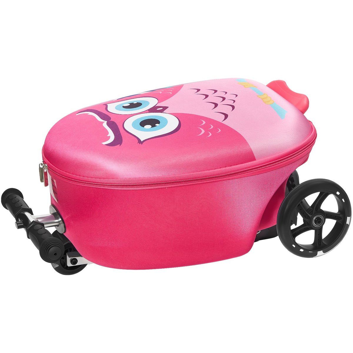 Ride-on Luggage 20L 20in Kids Scooter Suitcase Flash PU Wheels Pink