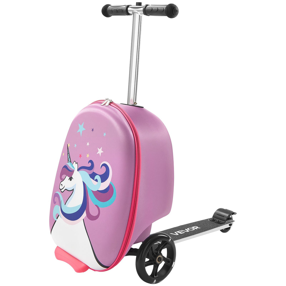 Ride-on Luggage 20L 20in Kids Scooter Suitcase Flash PU Wheels Purple
