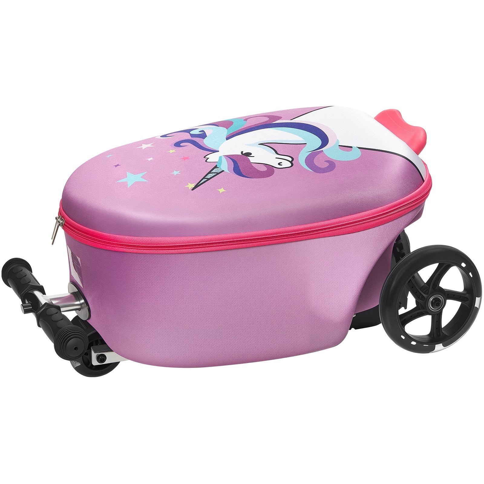 Ride-on Luggage 20L 20in Kids Scooter Suitcase Flash PU Wheels Purple