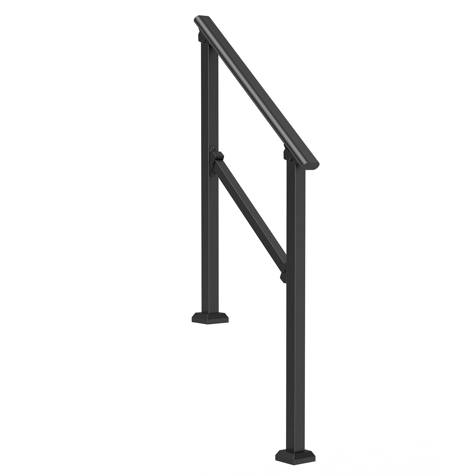 Handrails for Outdoor Steps 2-3 Step Carbon Steel Stair Rail Kit Black Square