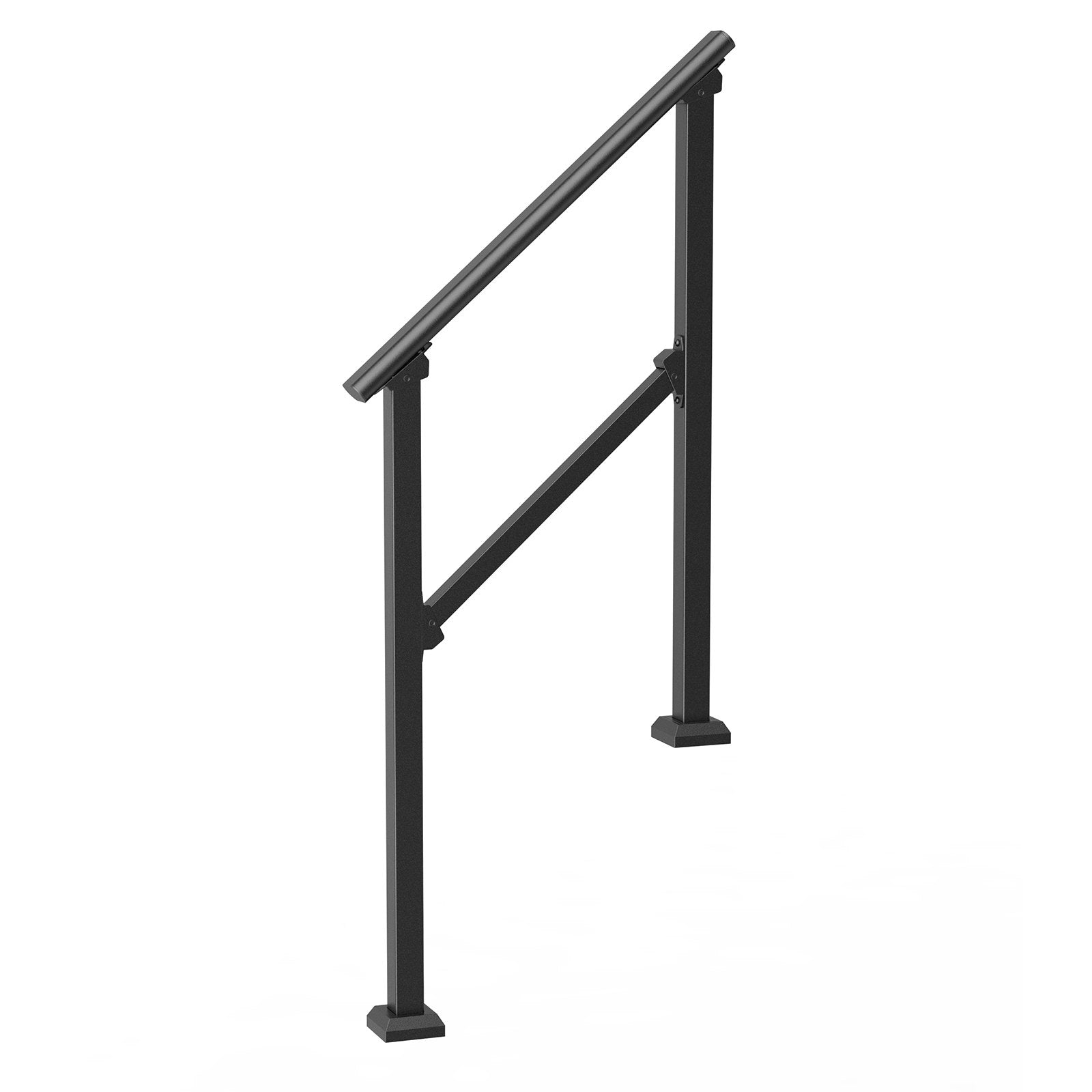 Handrails for Outdoor Steps 2-3 Step Carbon Steel Stair Rail Kit Black Square