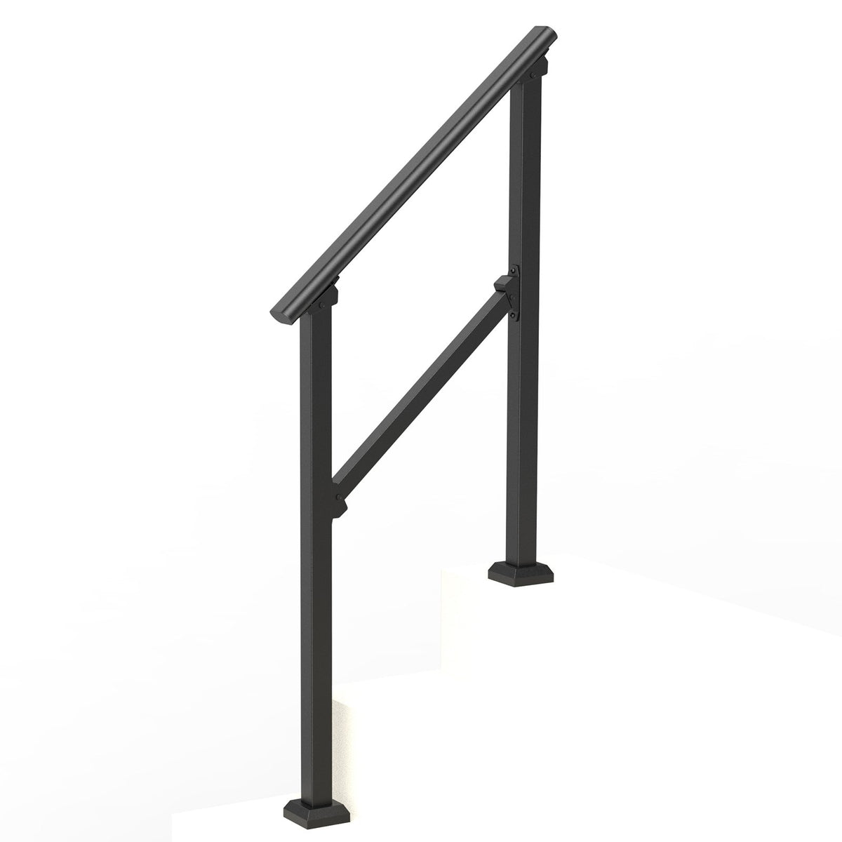 Handrails for Outdoor Steps 2-3 Step Carbon Steel Stair Rail Kit Black Square