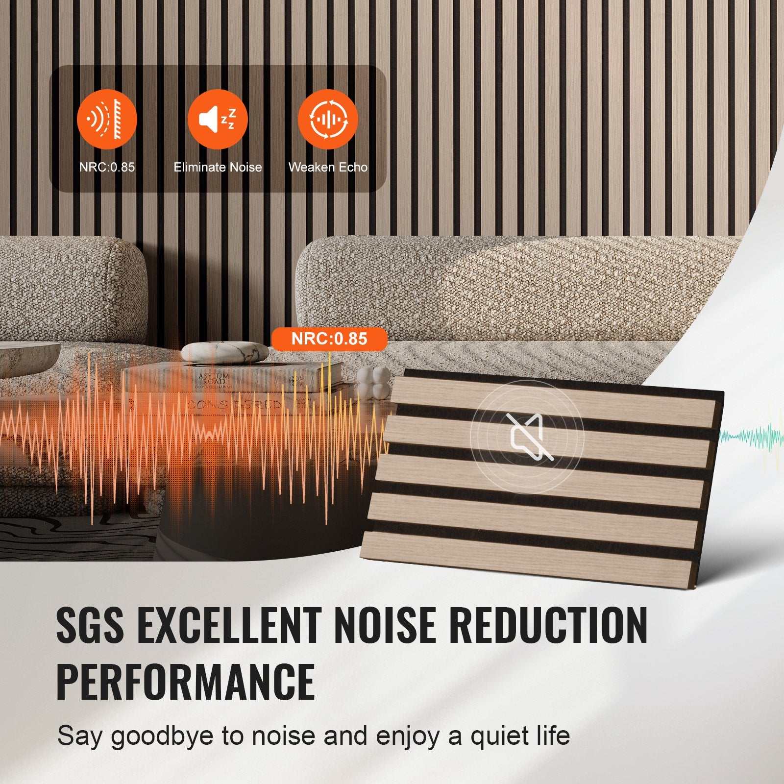 Wood Slat Acoustic Panels 7.9x94.5" MDF Faux Wood Wall Boards Noise Reduction