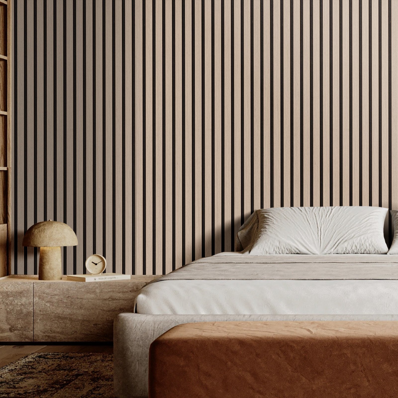 Wood Slat Acoustic Panels 7.9x94.5" MDF Faux Wood Wall Boards Noise Reduction