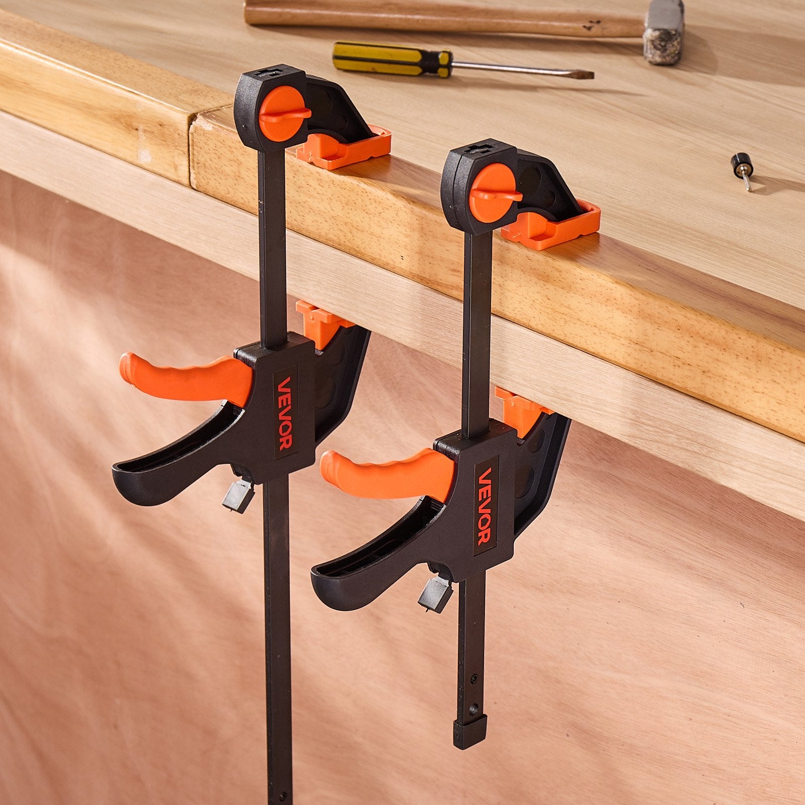 Bar Clamps for Woodworking 2-Pack 30.48 & 15.24 cm One-Hand Quick-Grip F-Clamp
