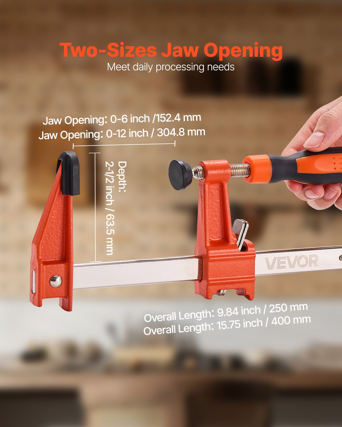 Bar Clamps for Woodworking 2-Pack 15.24cm 2-Pack 30.48cm F-Clamp 272kg 63.5mm
