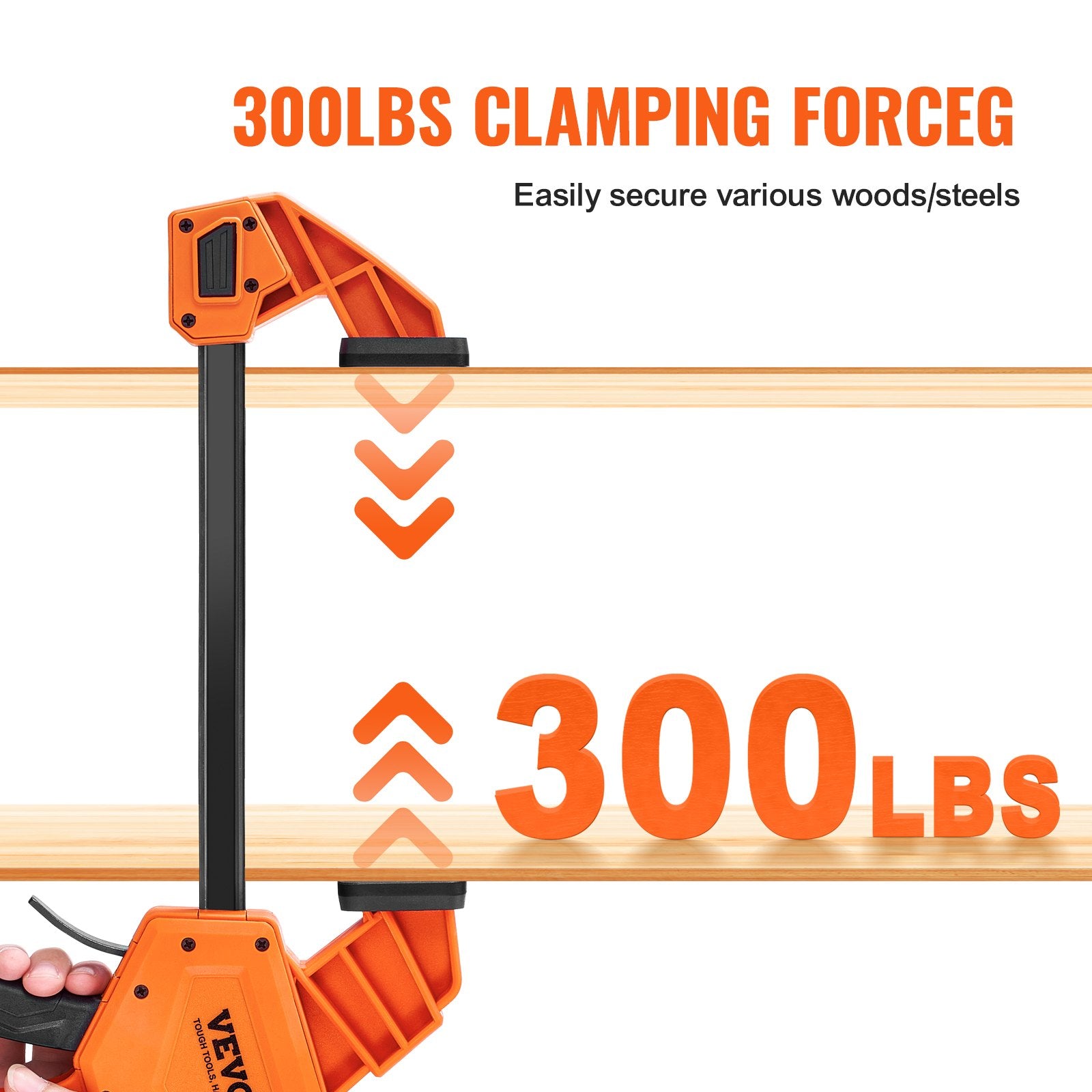 2-Pack 610mm Bar Clamps One-Handed F Clamp/Spreader 300lbs Load Limit