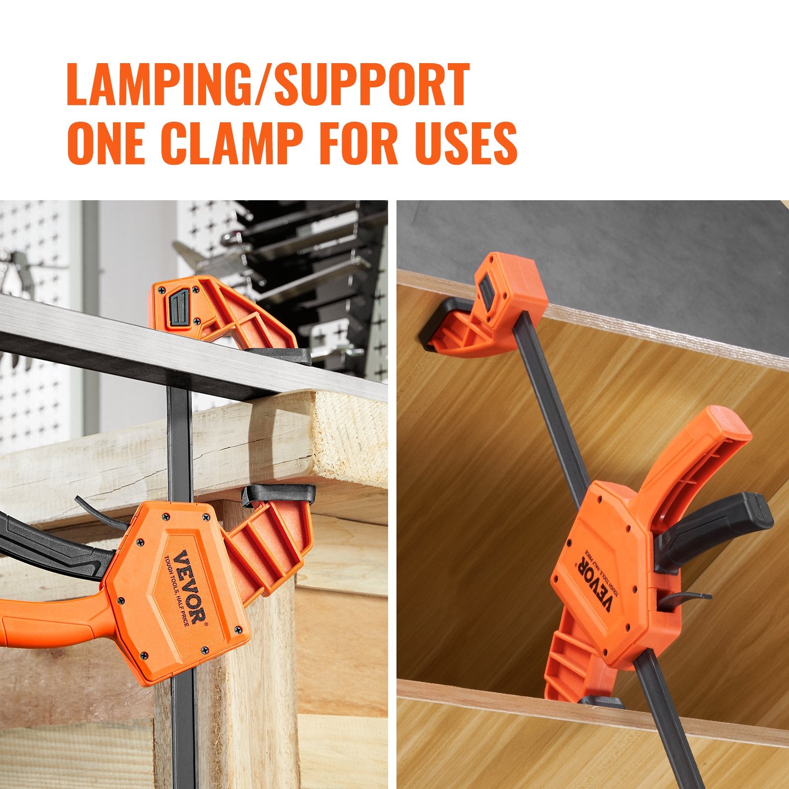 2-Pack 610mm Bar Clamps One-Handed F Clamp/Spreader 300lbs Load Limit
