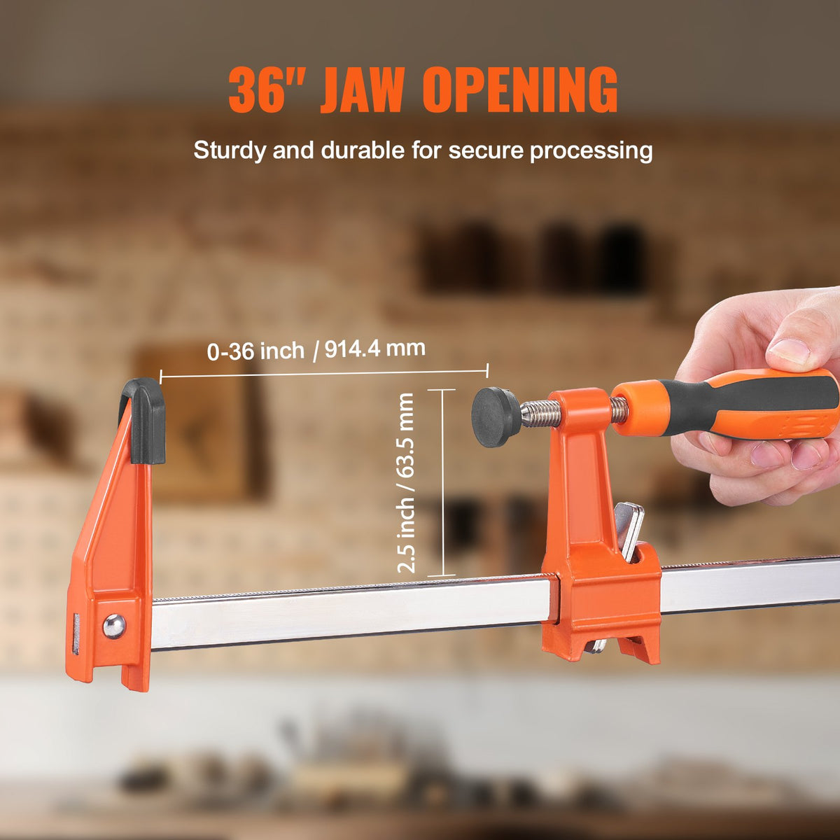 2-Pack 914mm Bar Clamps, Quick-Change F Clamp, 600 lbs Load, Cast Iron & Steel