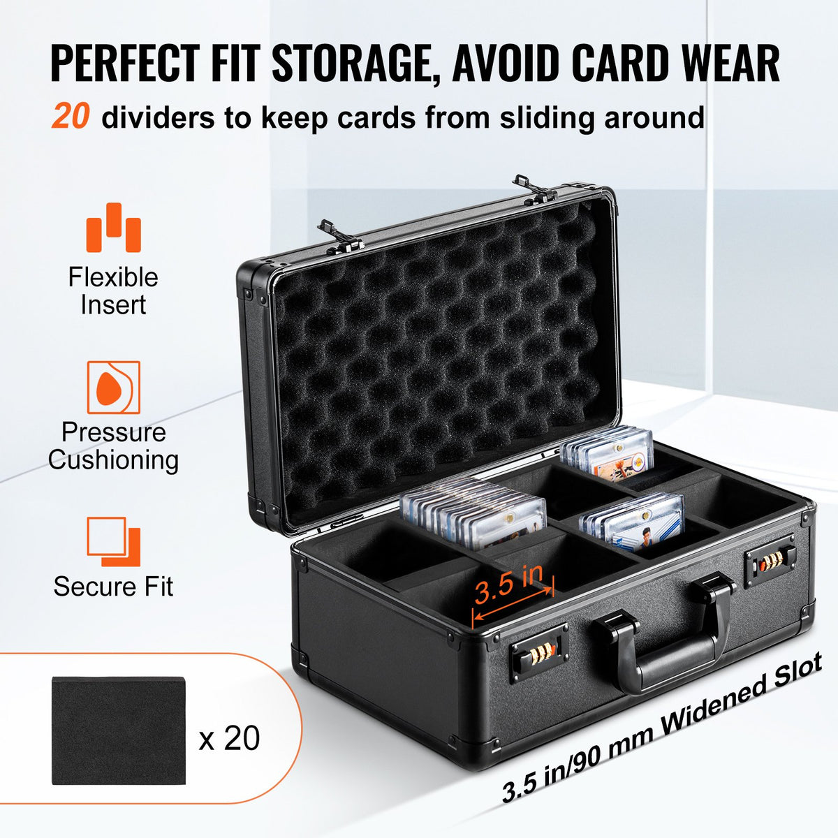 Graded Card Storage Box 4-Slot Case with Lock Foam Dividers for Graded Cards
