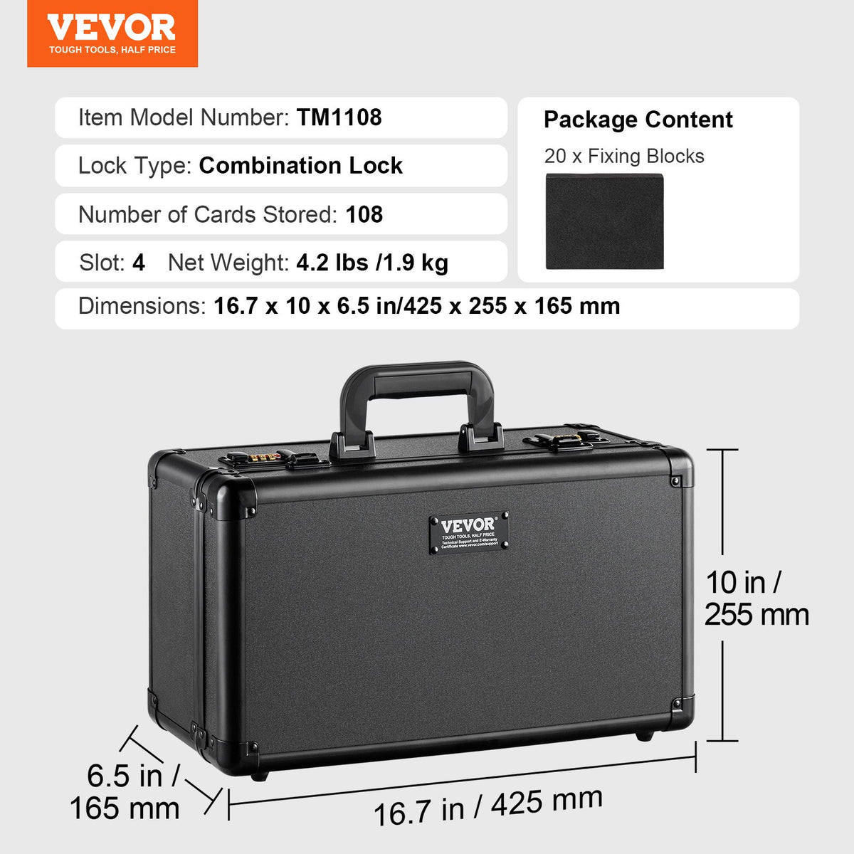 Graded Card Storage Box 4-Slot Case with Lock Foam Dividers for Graded Cards