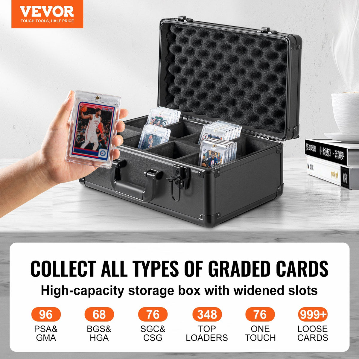 Graded Card Storage Box 4 Slots with Key Lock