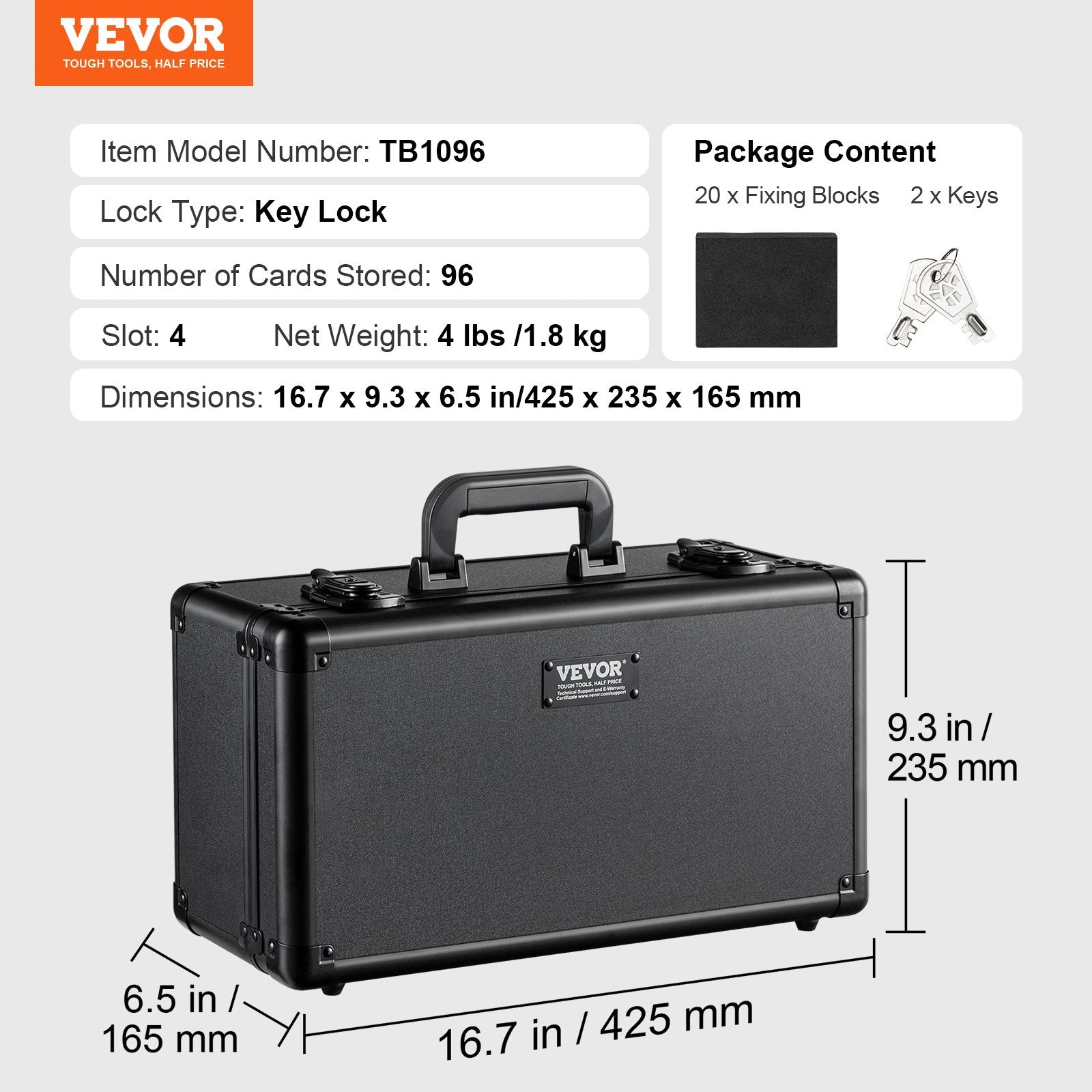 Graded Card Storage Box 4 Slots with Key Lock