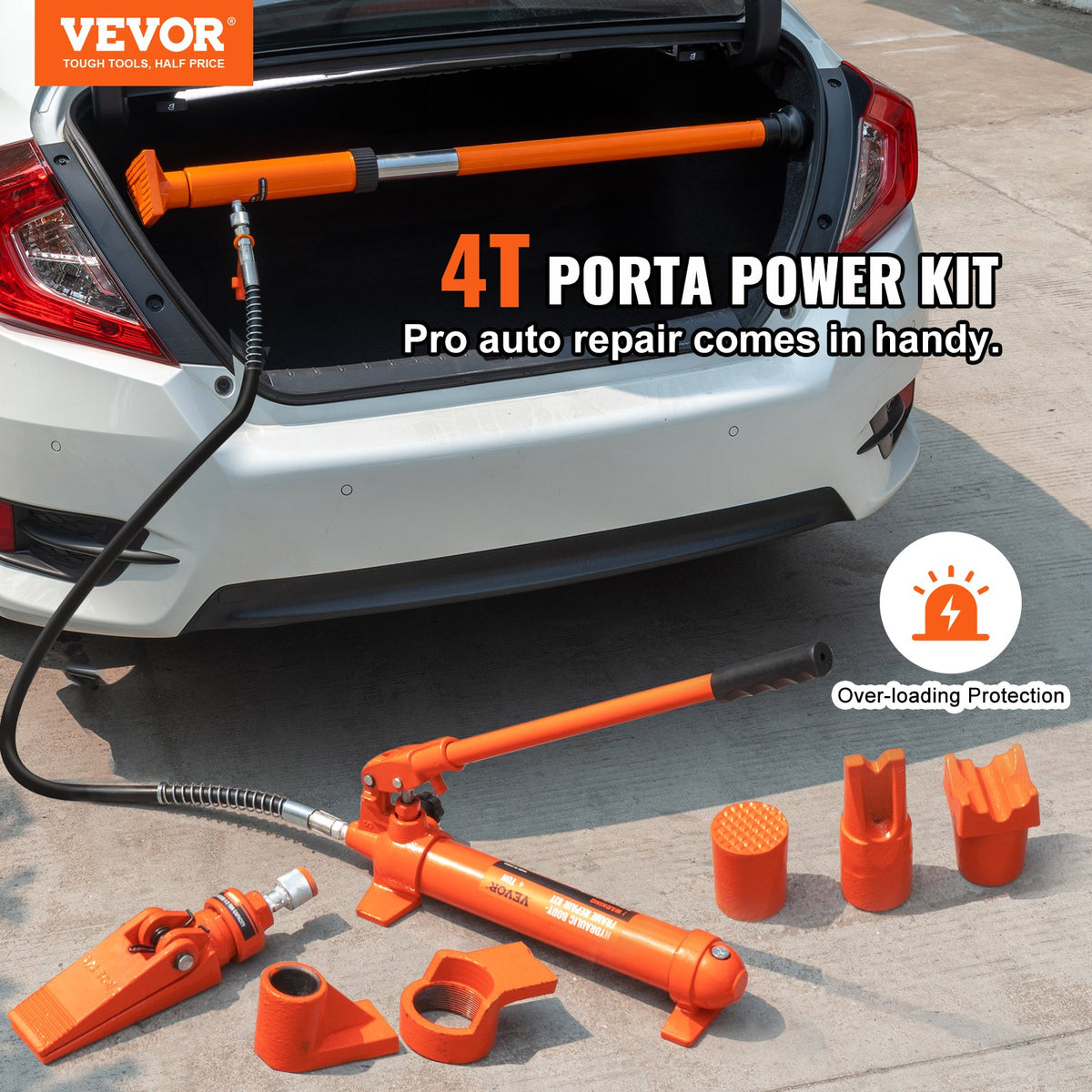 Porta Power Kit 4 Ton Portable Hydraulic Jack 3.9ft Oil Hose Car Repair 8800lbs
