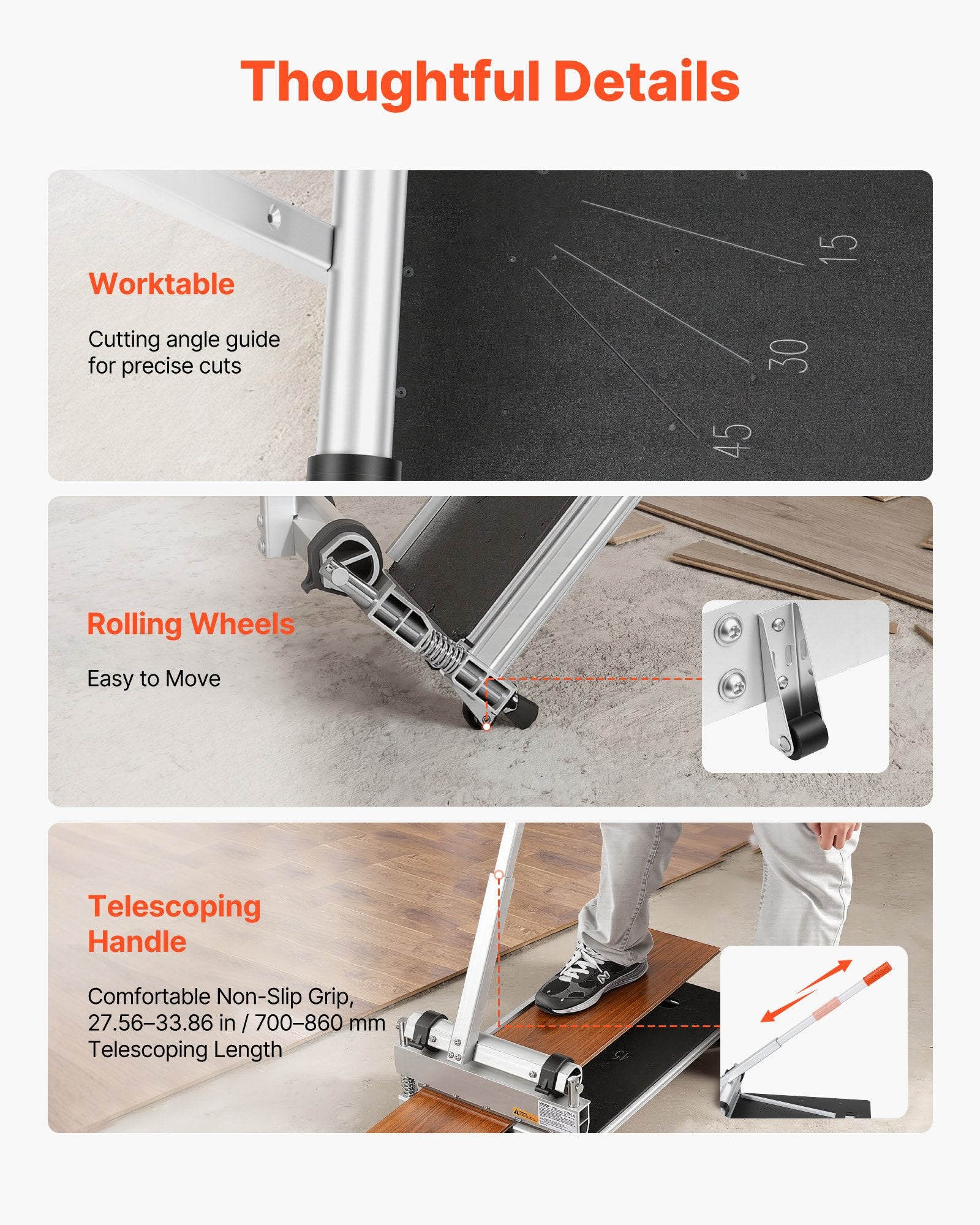 Vinyl and Laminate Flooring Cutter 330mm Adjustable Angle LVP SPC LVT Cutter