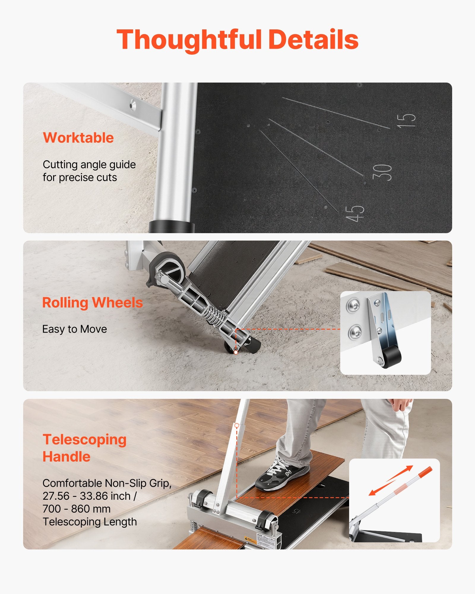 Vinyl and Laminate Flooring Cutter 330mm Adjustable Angle LVP SPC LVT Cutter