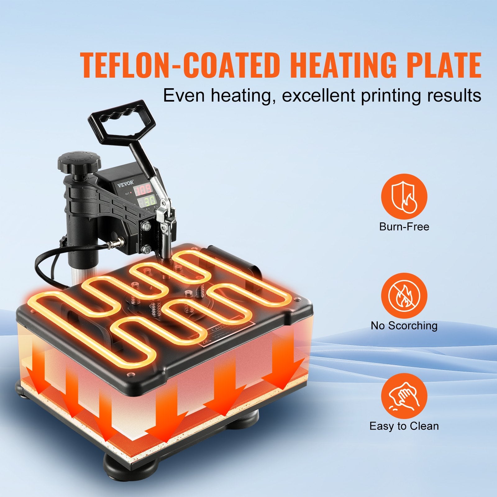 Heat Press Machine 1400W 8-in-1 Sublimation Steel Frame Temperature Time Control