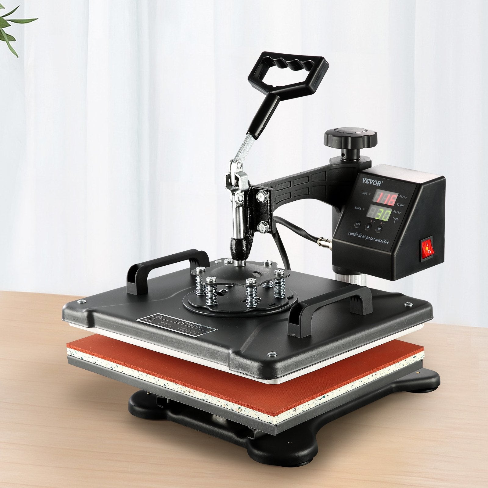 Heat Press Machine 1400W 8-in-1 Sublimation Steel Frame Temperature Time Control