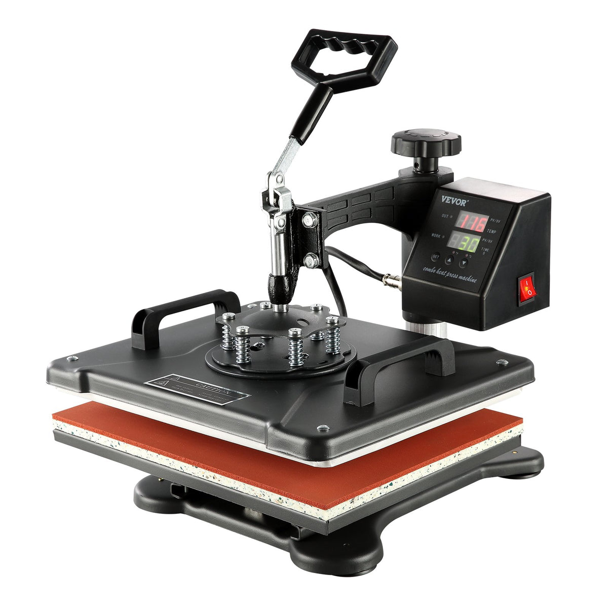 Heat Press Machine 1400W 8-in-1 Sublimation Steel Frame Temperature Time Control