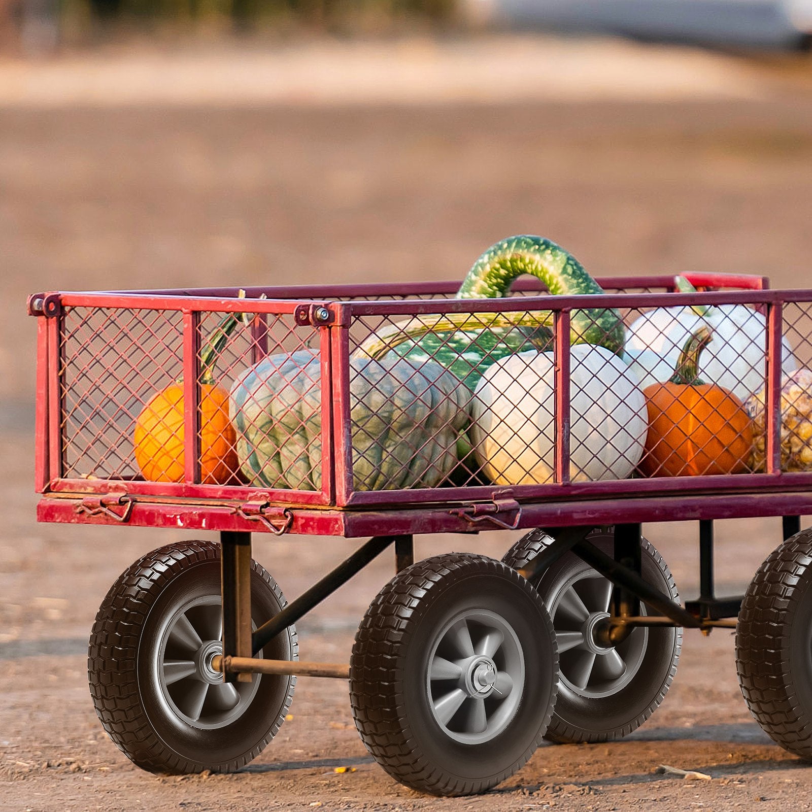 2-Pack 254mm Solid PU Run-Flat Wheels, 81.6kg Dynamic Load, Flat Free for Carts