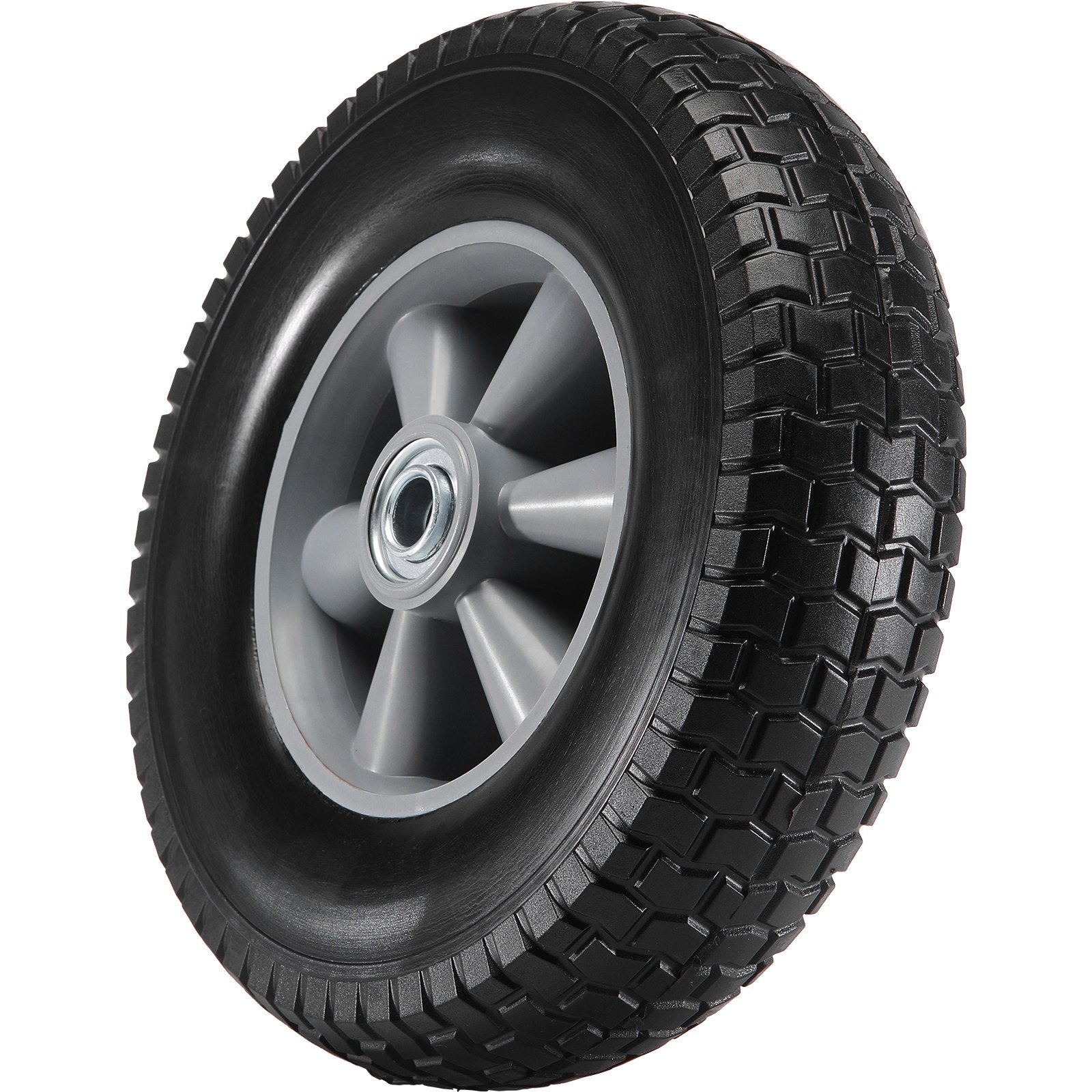 2-Pack 254mm Solid PU Run-Flat Wheels, 81.6kg Dynamic Load, Flat Free for Carts