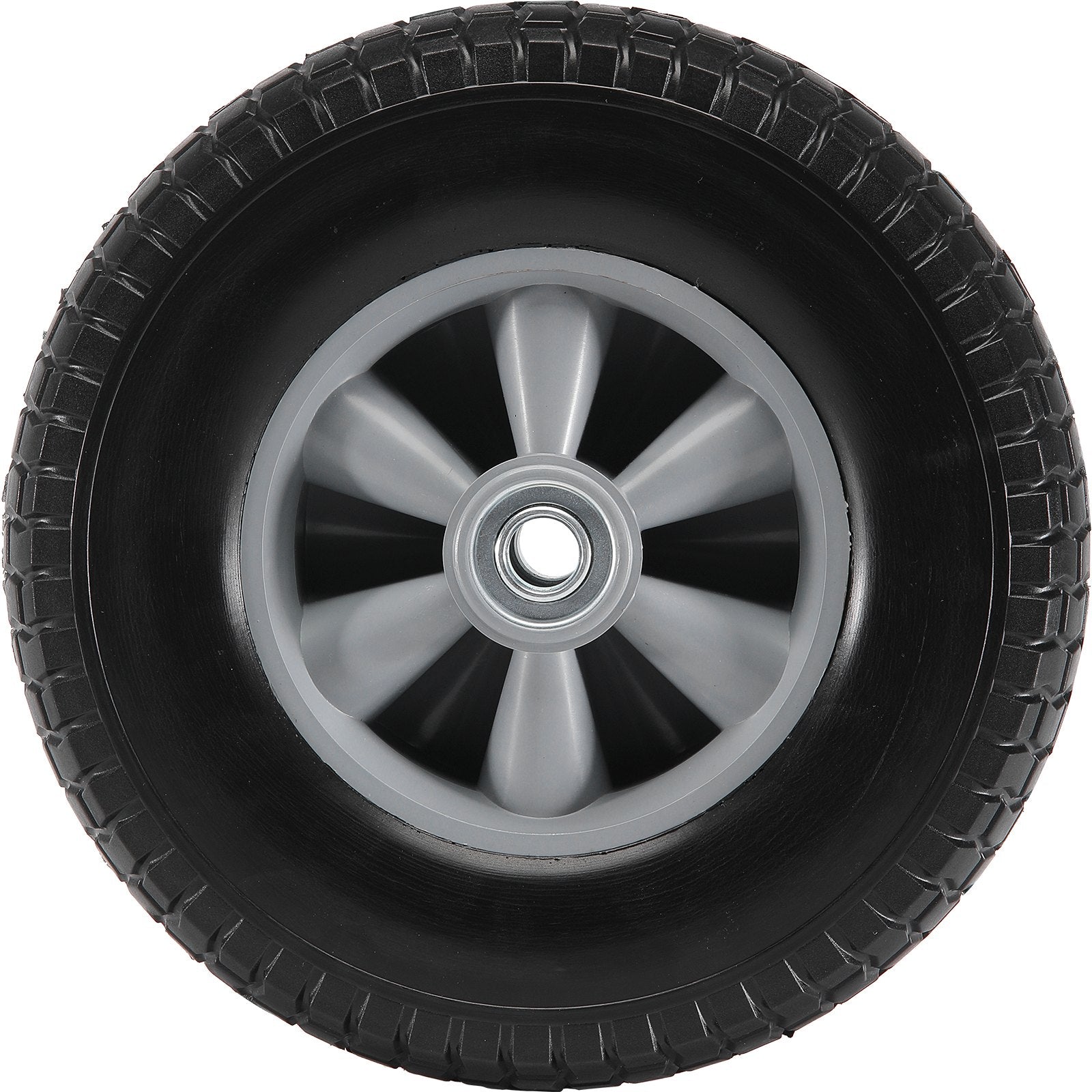 2-Pack 254mm Solid PU Run-Flat Wheels, 81.6kg Dynamic Load, Flat Free for Carts