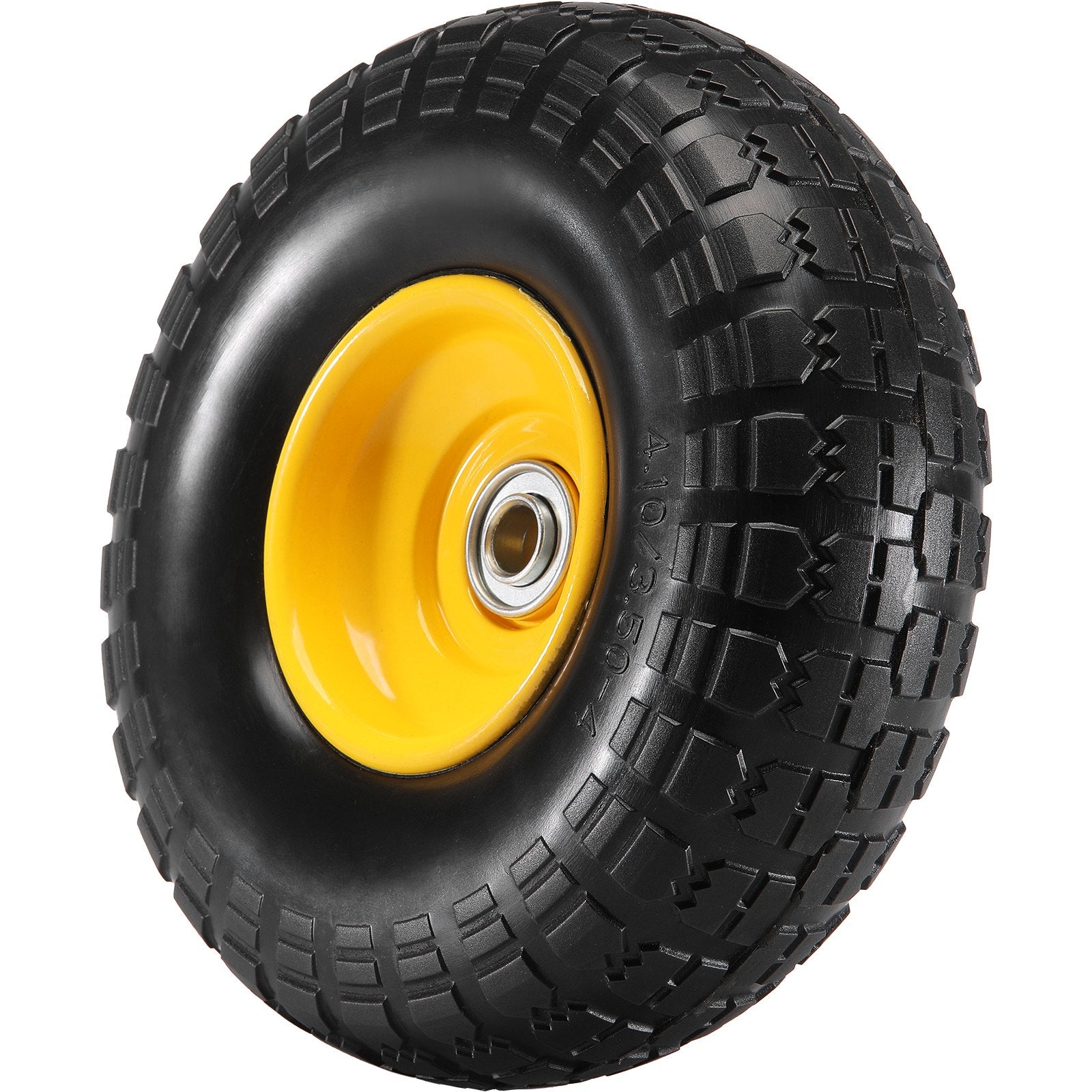 2-Pack 254mm Solid PU Run-Flat Wheels, 181.4kg Dynamic Load, Flat Free for Carts
