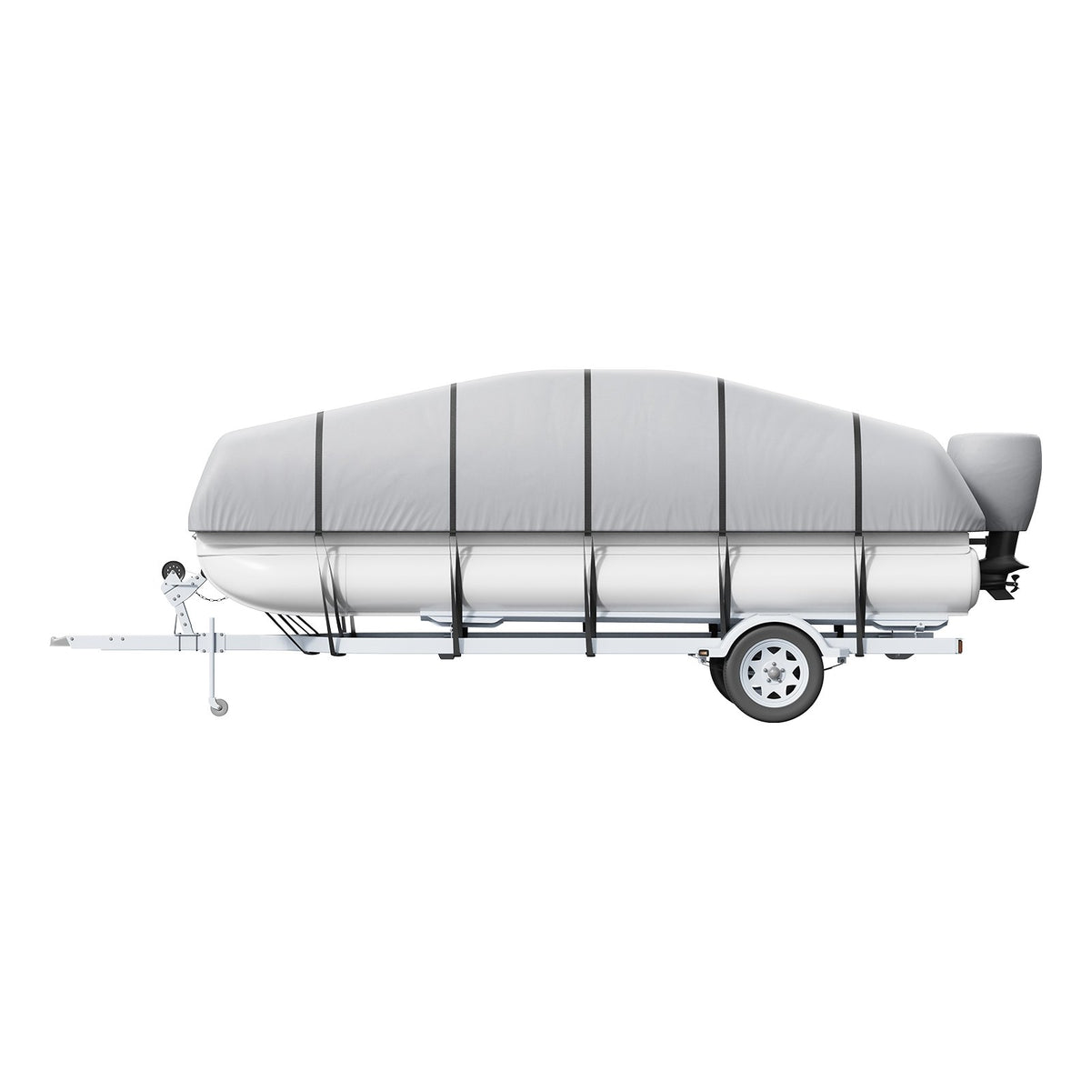 23'-24' Waterproof Pontoon Boat Cover 800D Marine-Grade PU Oxford Fabric Grey