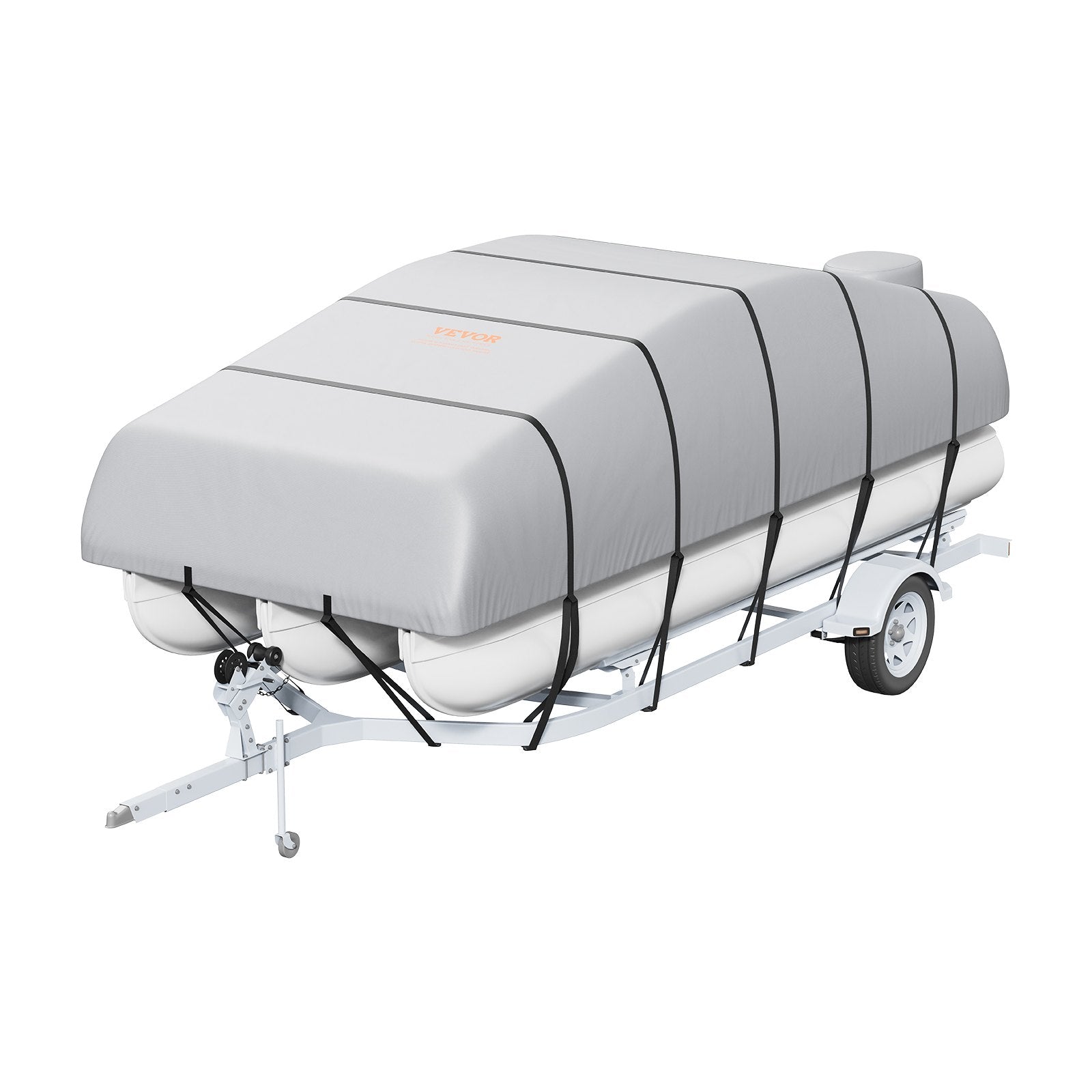 23'-24' Waterproof Pontoon Boat Cover 800D Marine-Grade PU Oxford Fabric Grey