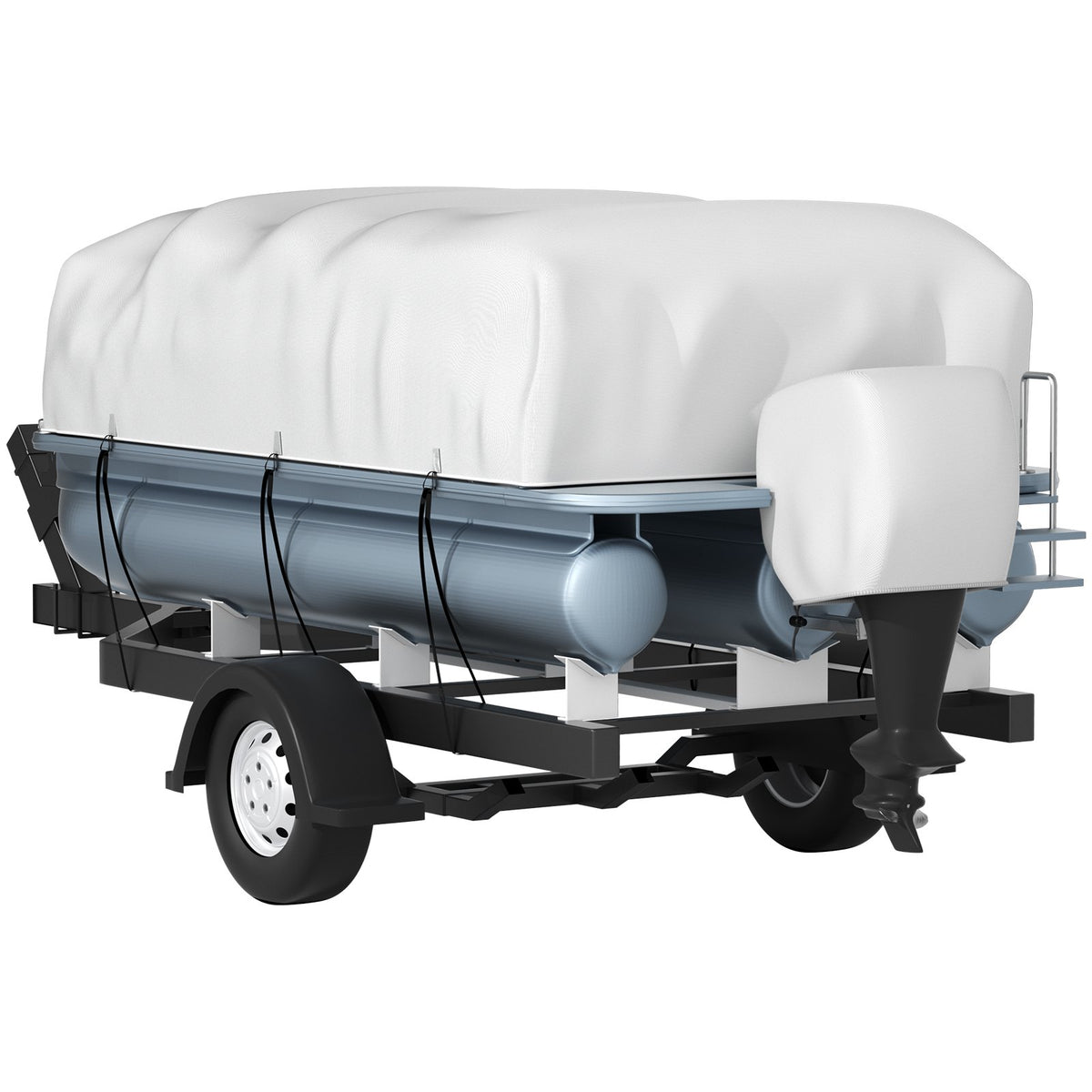 Pontoon Boat Cover 17'-20' Heavy Duty 600D Oxford Waterproof Poles Straps Gray
