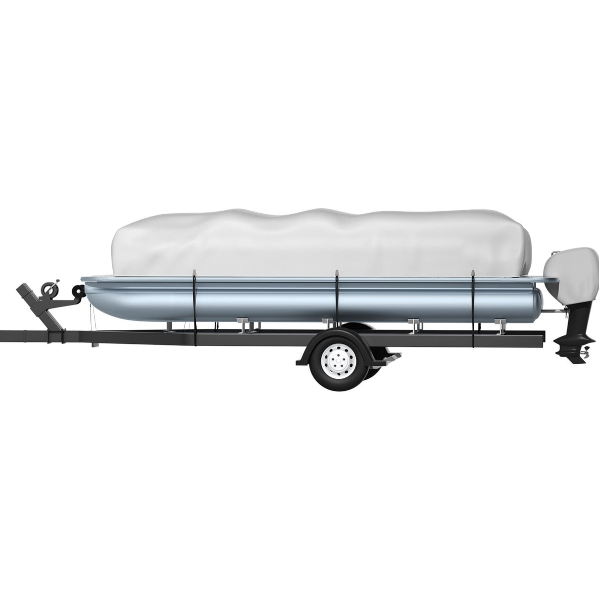 Pontoon Boat Cover 25'-28' Heavy Duty 600D Oxford Waterproof Poles Straps Gray