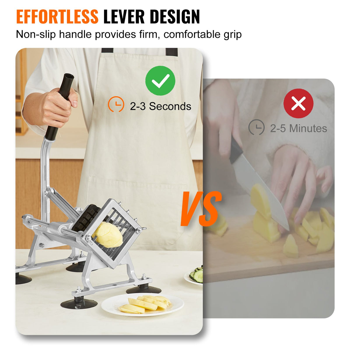 Commercial Vegetable Slicer 1/2" Stainless Steel Aluminum Manual Cutter Non-Slip