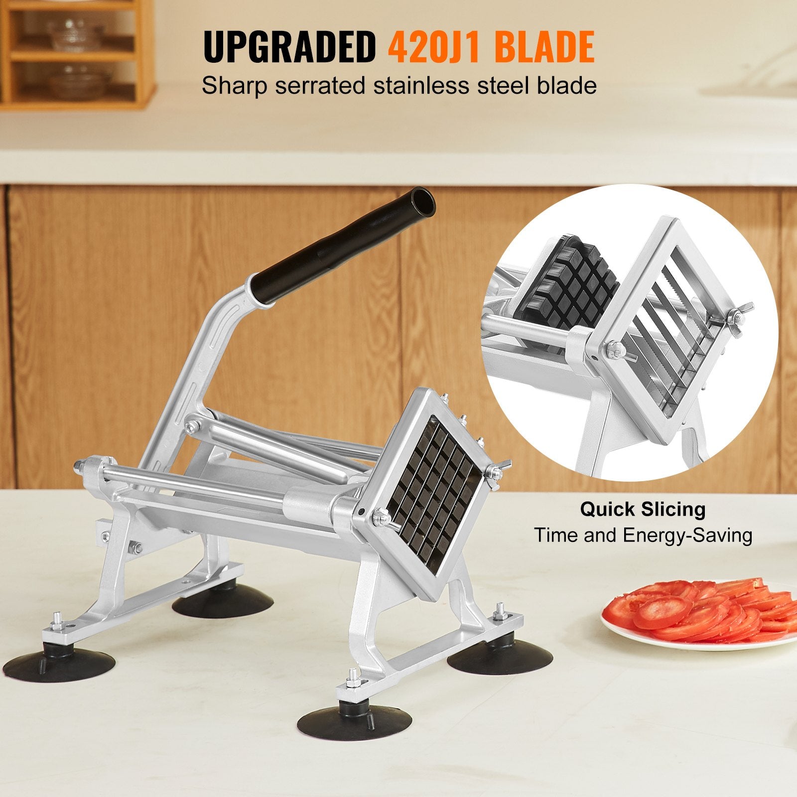 Commercial Vegetable Slicer 1/2" Stainless Steel Aluminum Manual Cutter Non-Slip
