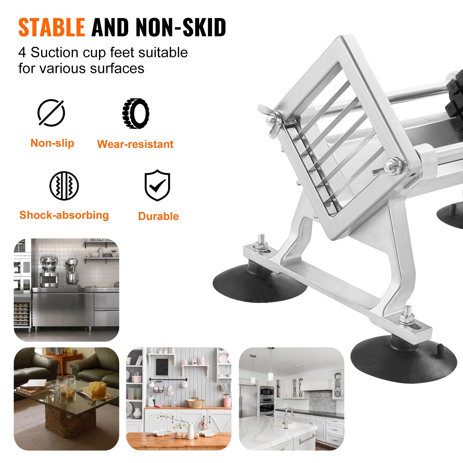 Commercial Vegetable Slicer 1/2" Stainless Steel Aluminum Manual Cutter Non-Slip