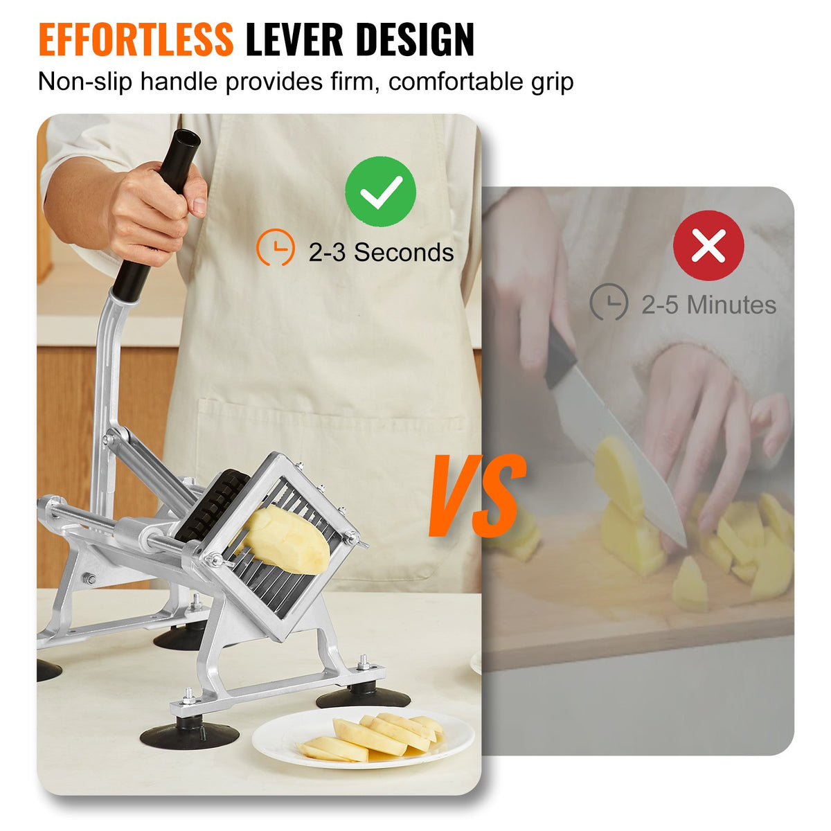 Commercial Vegetable Slicer 3/8" Stainless Steel Aluminum Manual CutterNon-Slip