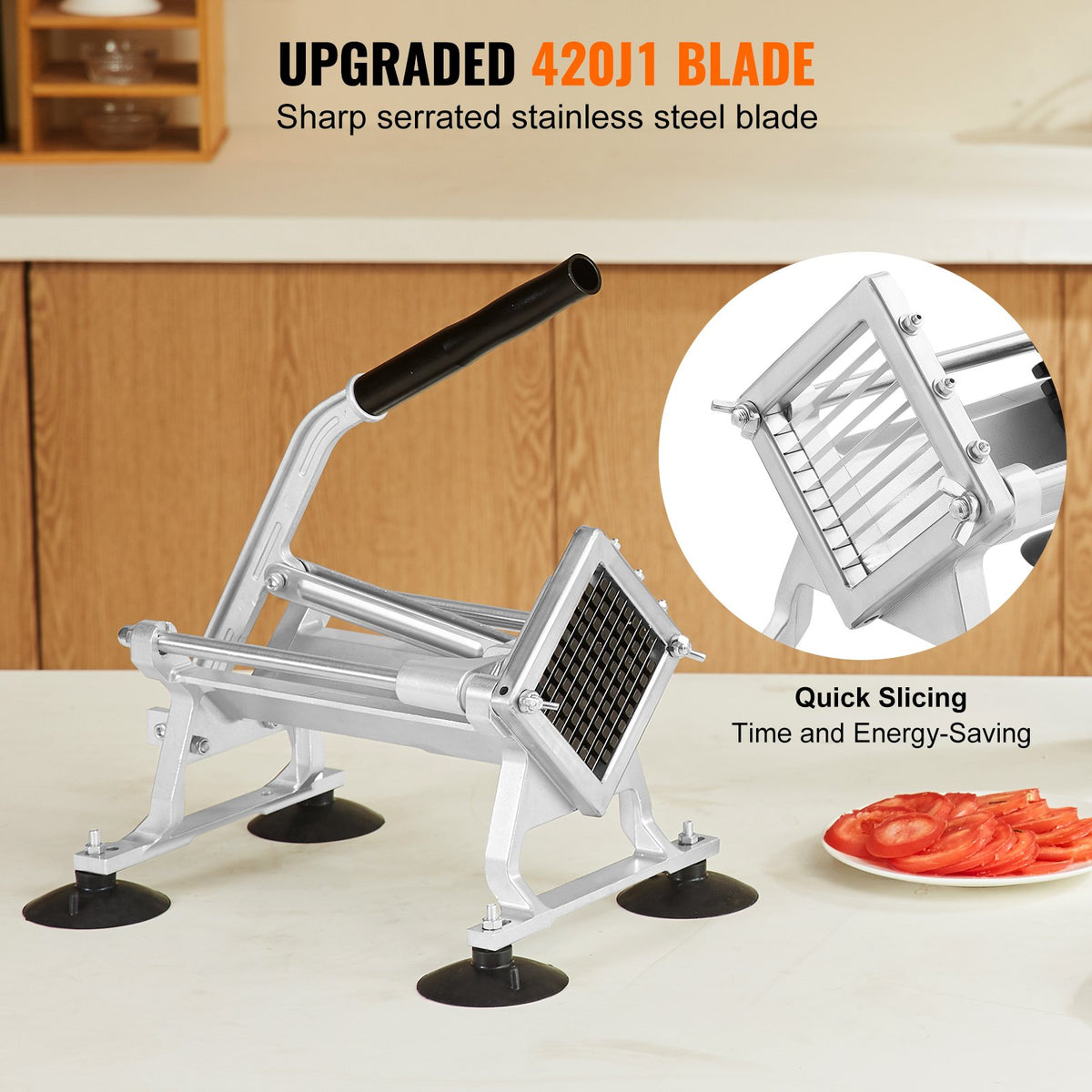 Commercial Vegetable Slicer 3/8" Stainless Steel Aluminum Manual CutterNon-Slip