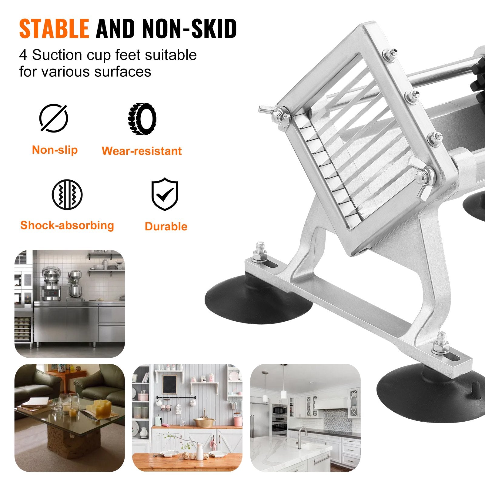 Commercial Vegetable Slicer 3/8" Stainless Steel Aluminum Manual CutterNon-Slip