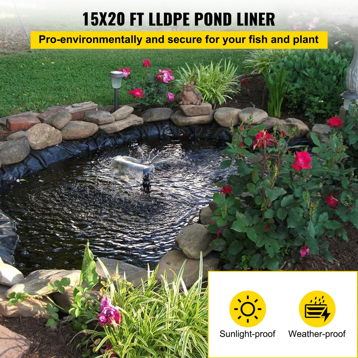 LLDPE Pond Liner 15x20ft 20 Mil Fish Pond Liners for Waterfall and Ponds