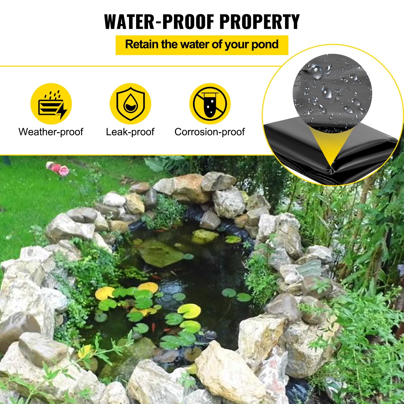 LLDPE Pond Liner 15x20ft 20 Mil Fish Pond Liners for Waterfall and Ponds