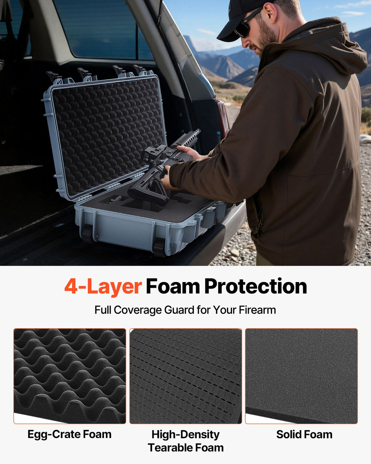 Hard Rifle Case 1016mm Lockable IP67 Waterproof Pre-Cut Foam Wheels Gun Storage