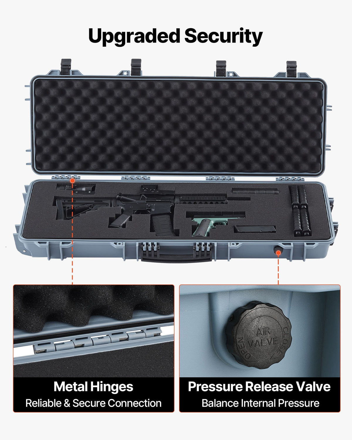 Hard Rifle Case 1016mm Lockable IP67 Waterproof Pre-Cut Foam Wheels Gun Storage