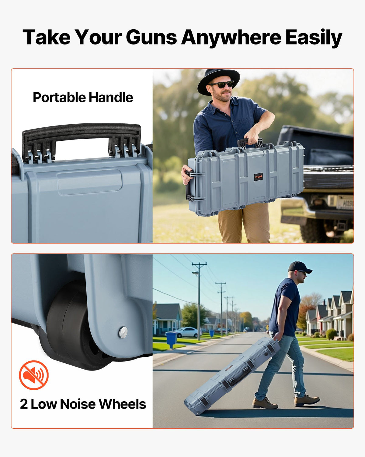 Hard Rifle Case 1016mm Lockable IP67 Waterproof Pre-Cut Foam Wheels Gun Storage