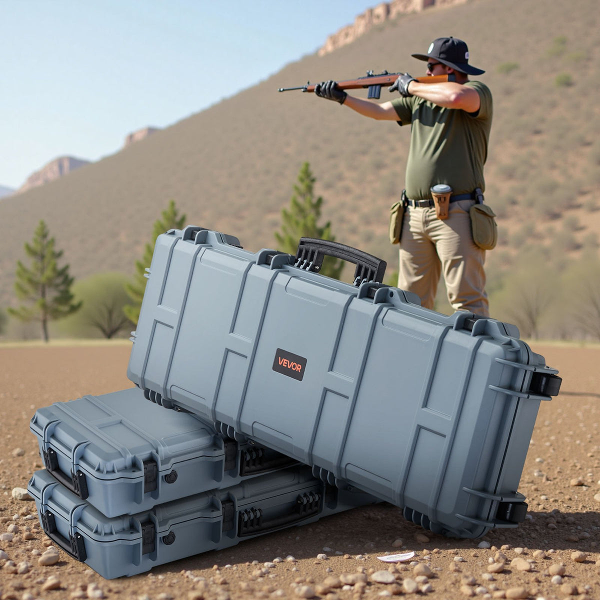 Hard Rifle Case 1016mm Lockable IP67 Waterproof Pre-Cut Foam Wheels Gun Storage