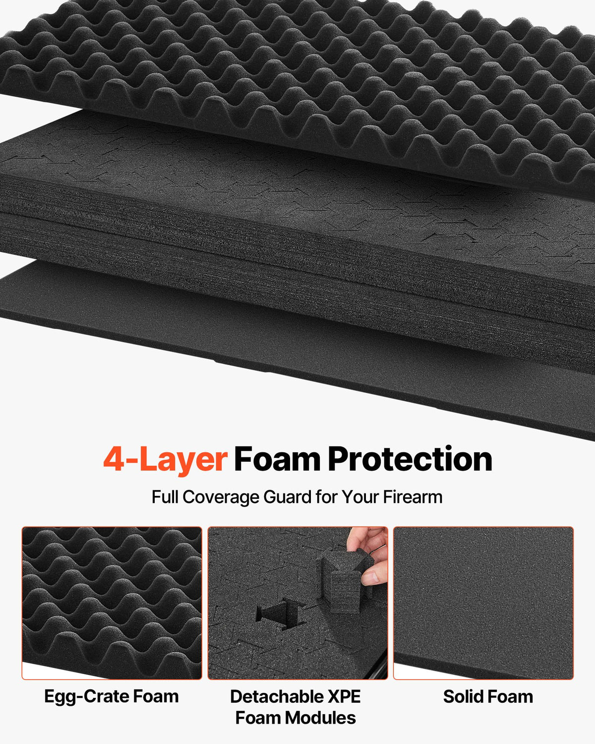 Hard Rifle Case 1270mm Lockable XPE Foam Wheels IP67 Waterproof Dustproof Black