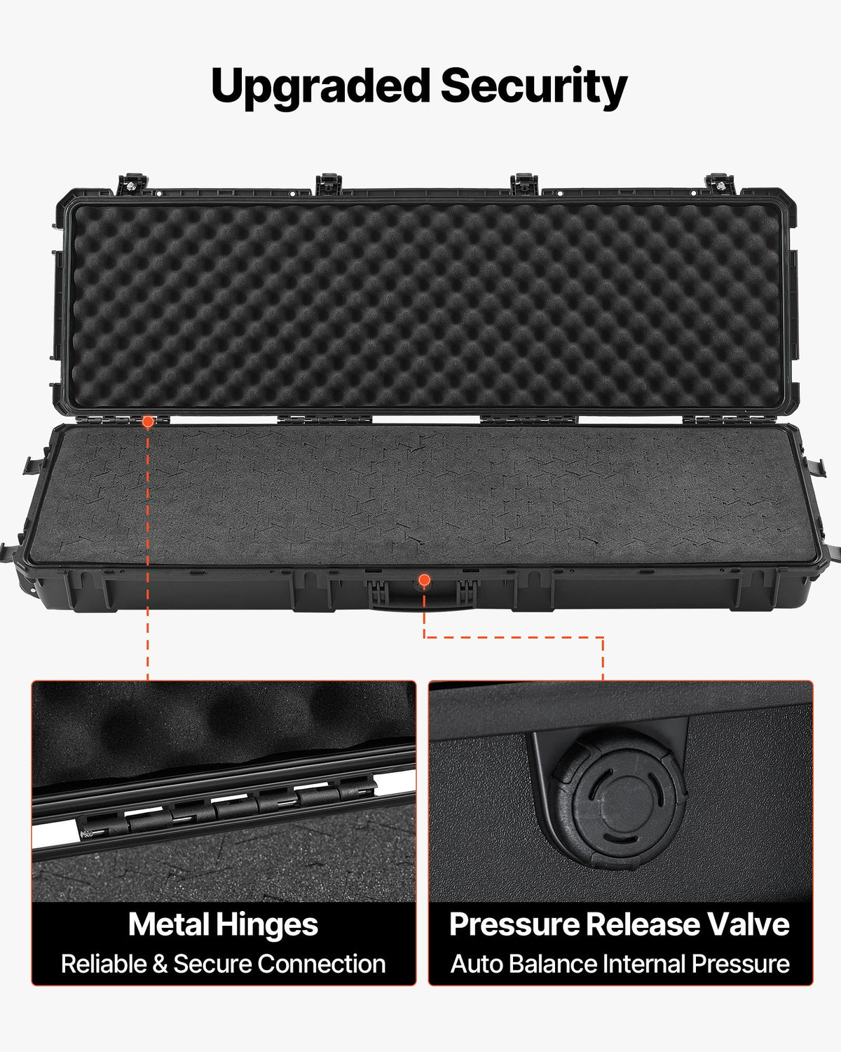 Hard Rifle Case 1270mm Lockable XPE Foam Wheels IP67 Waterproof Dustproof Black