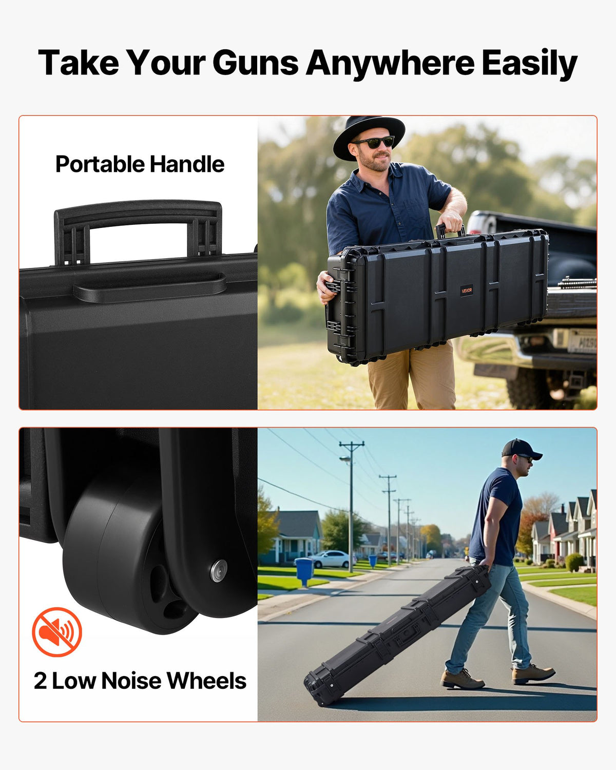 Hard Rifle Case 1270mm Lockable XPE Foam Wheels IP67 Waterproof Dustproof Black