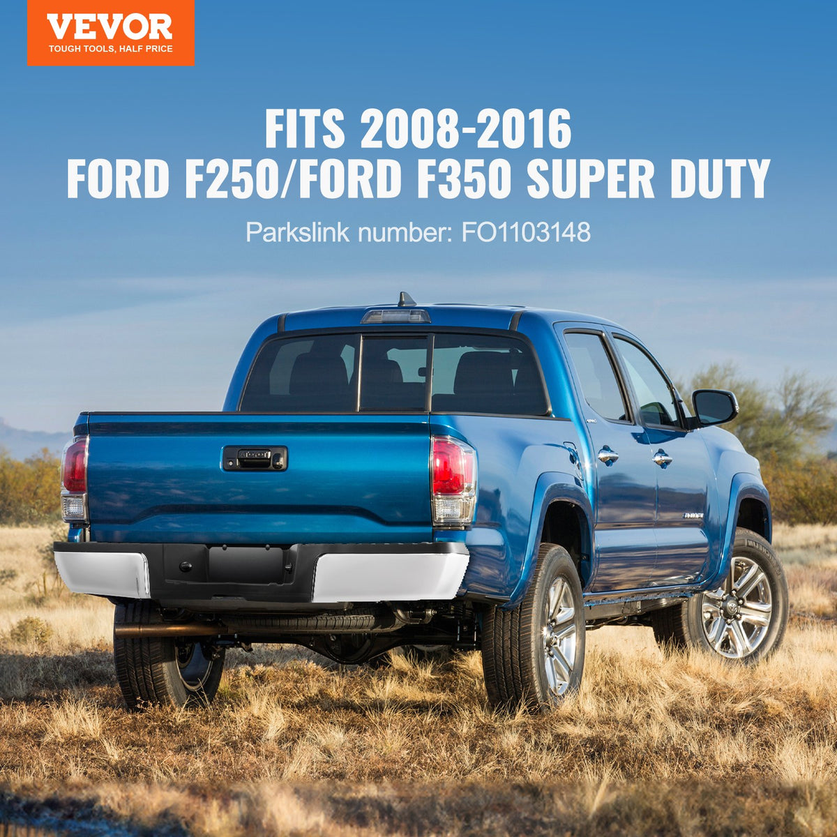 Rear Step Bumper for 2008-2016 Ford F250/F350 Chrome Steel with Step Pad