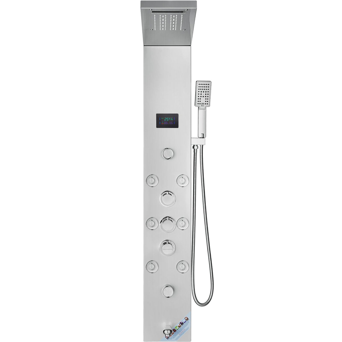 Shower Panel System 6 Modes LED Display 8 Massage Jets Rainfall Handheld Tub Spout