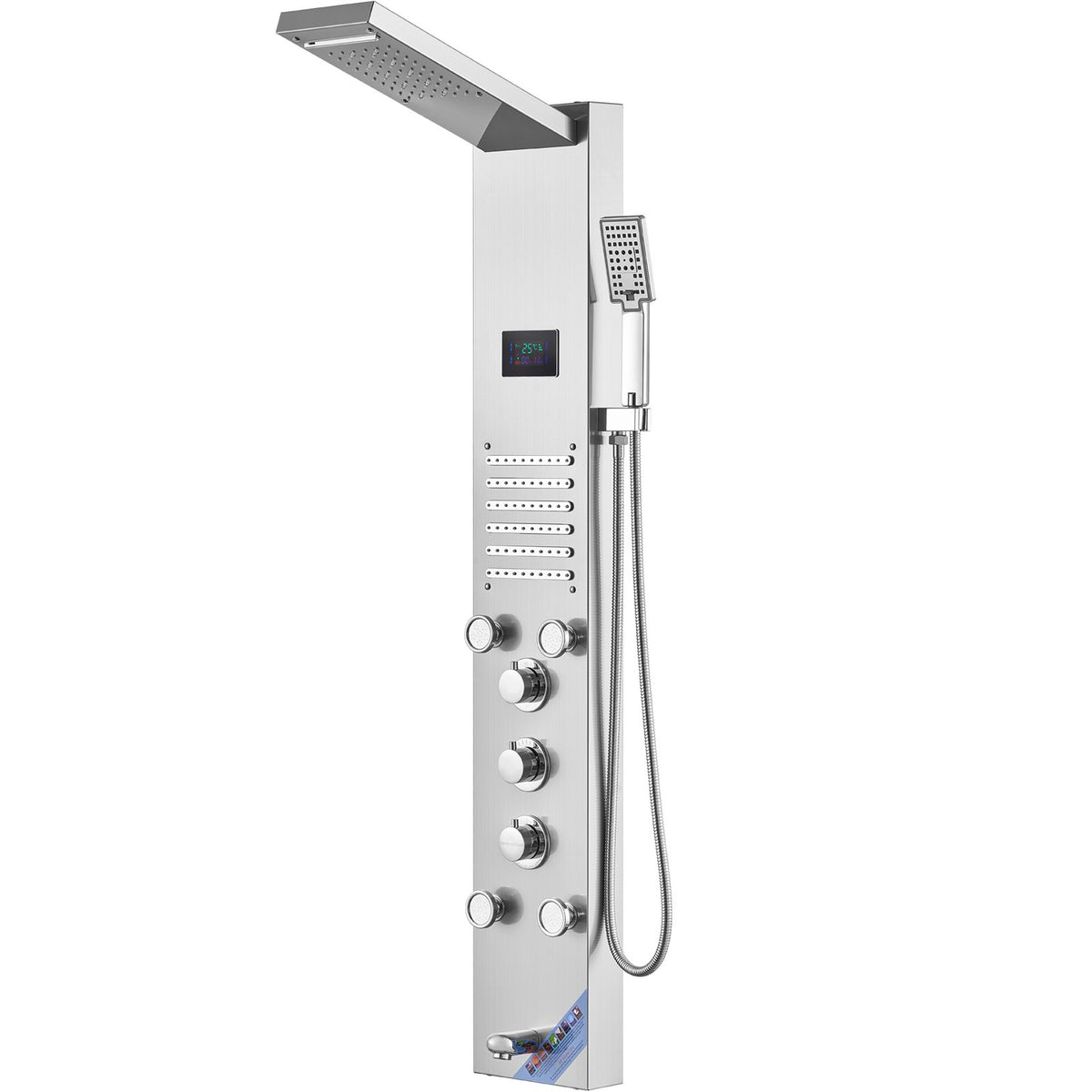 Shower Panel System 6 Modes LED Display 5 Massage Jets Rainfall Handheld Tub Spout