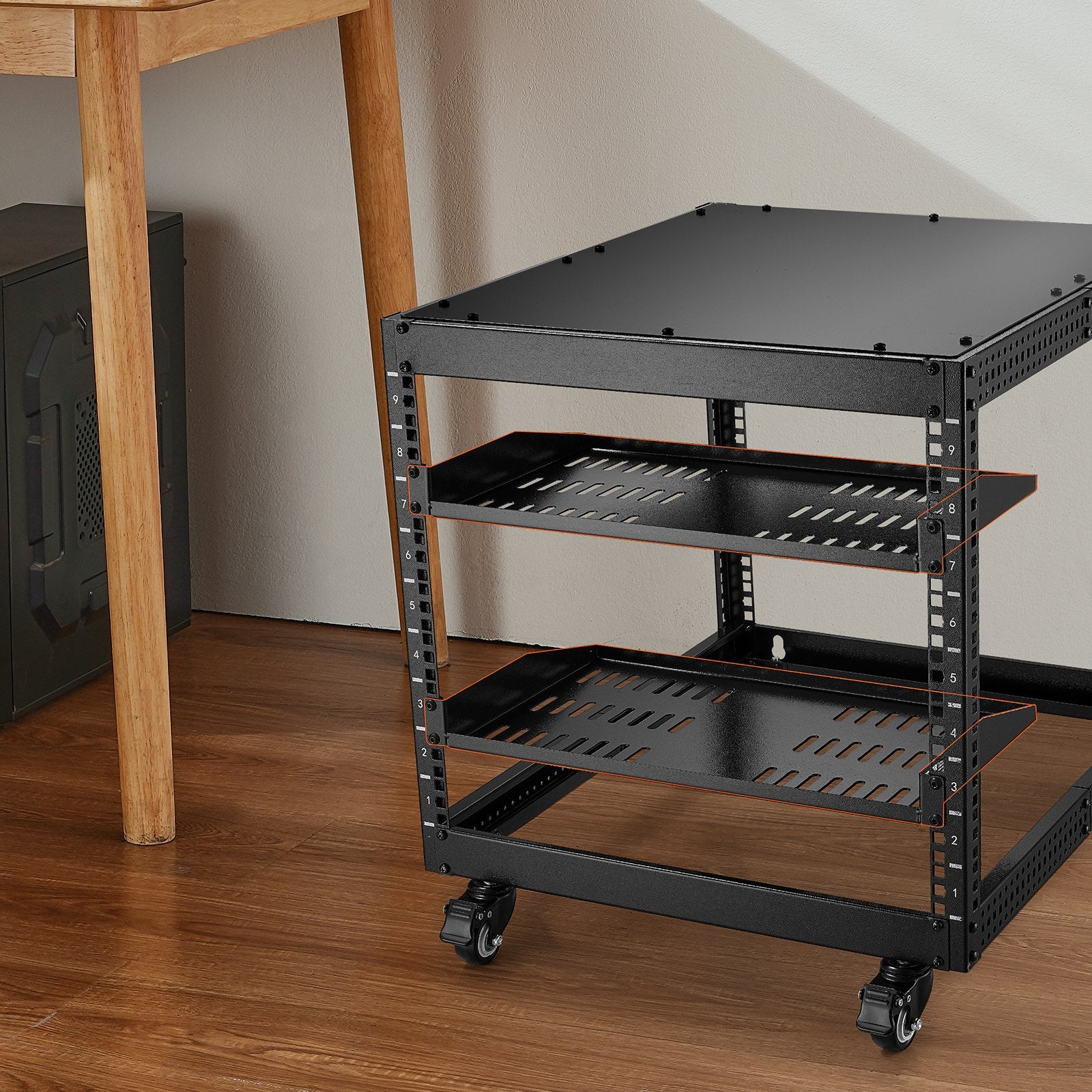 Server Rack Shelf 1U 2PCS 254mm 22.68kg Vented Cantilever Tray 482.6mm Rack